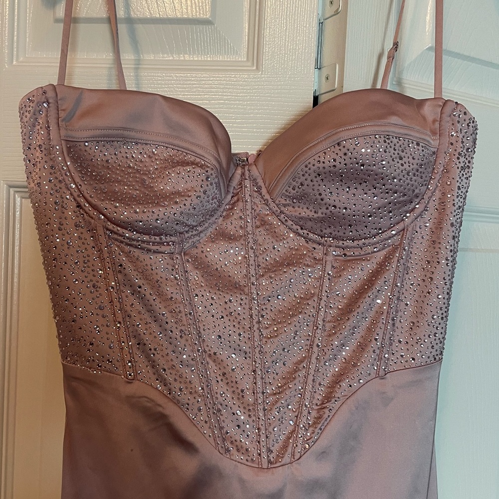 Oh Polly Moonstruck Satin Embellished Dress - Picture 4 of 7